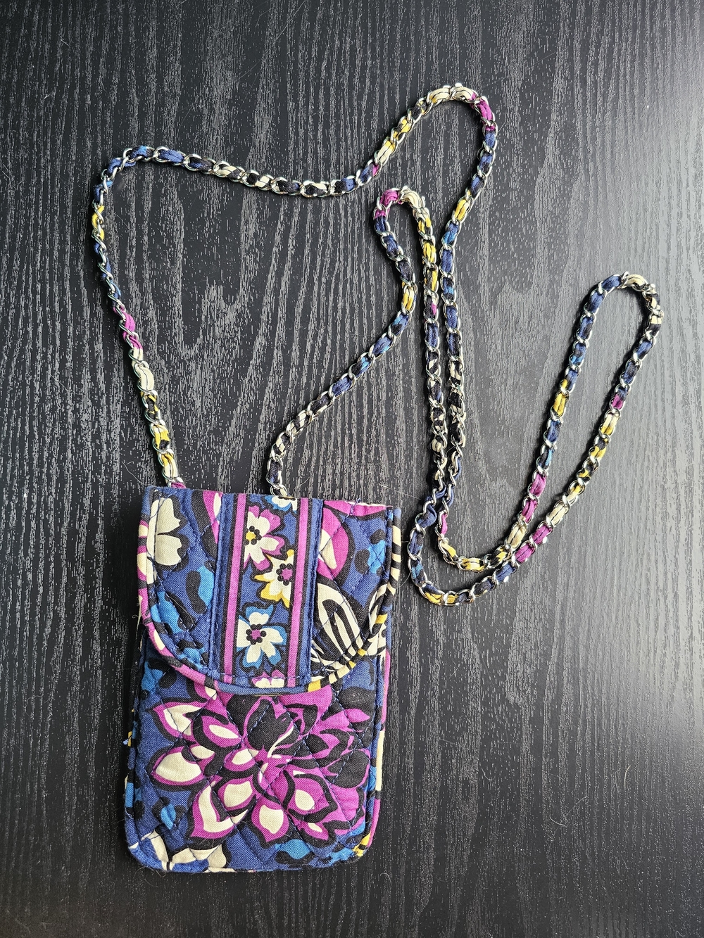 Vera Bradley ID Card Holder Wallet w/Strap Floral Print 6x10"